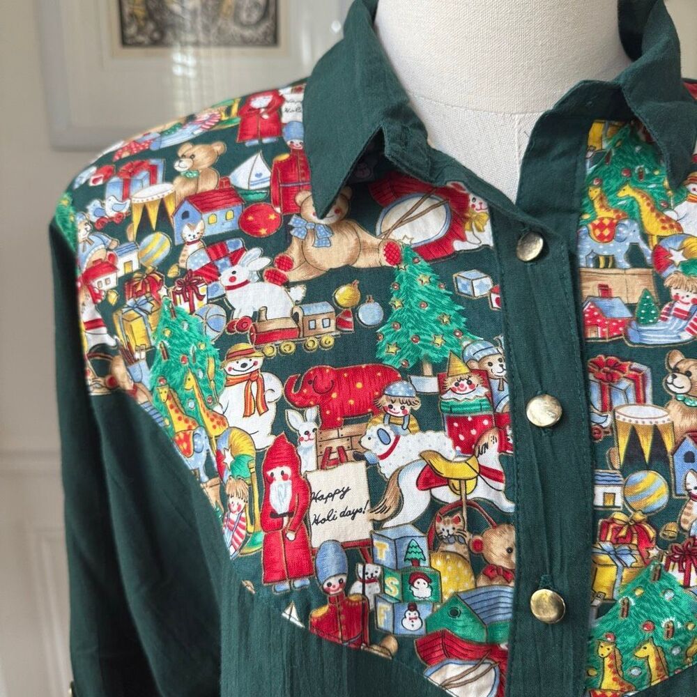 Vintage Tapestry Christmas Button Up Shirt L